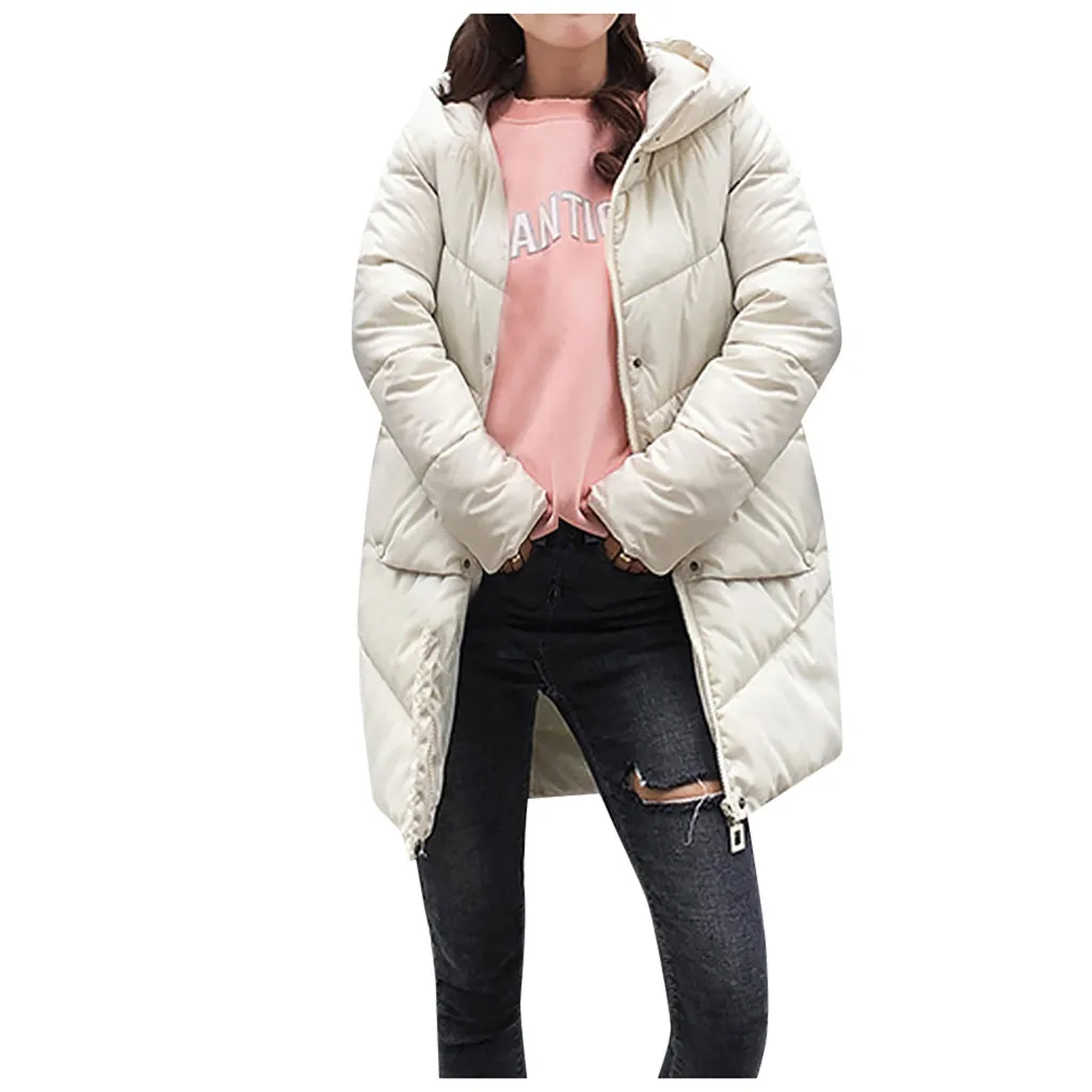 New Winter Jacket Women Loose Thick Cotton Casual Coat Ultra Light Down Coat Zippers Long