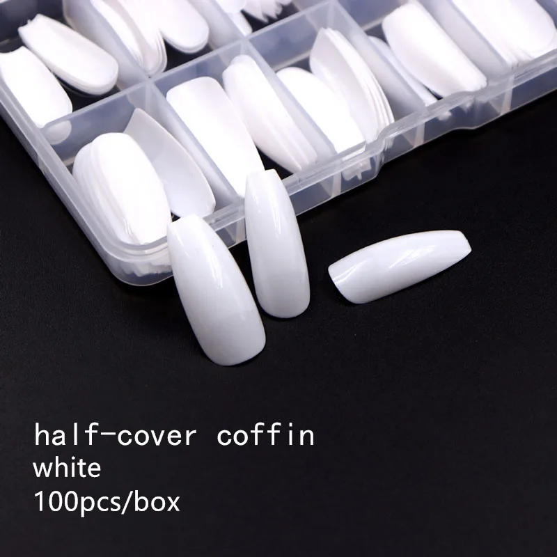 NR00002-1W Lamemoria 100 шт./кор. искусственный кончик ногтя натуральный Цвет полное покрытие французский Ложные Акриловые для Неил арта украшения для кончиков ногтей - Цвет: NR00002-1W