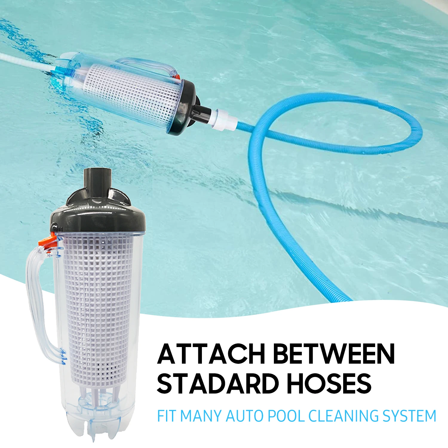 Swimming Pool Leaf Canister With Mesh Basket Hose Adapter Skims Leaves