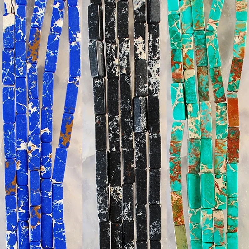 30Pcs 4x13mm Assorted Natural Column Shape Sea Sediment Jasper Loose Stone Beads For Jewelry Necklace Bracelet DIY