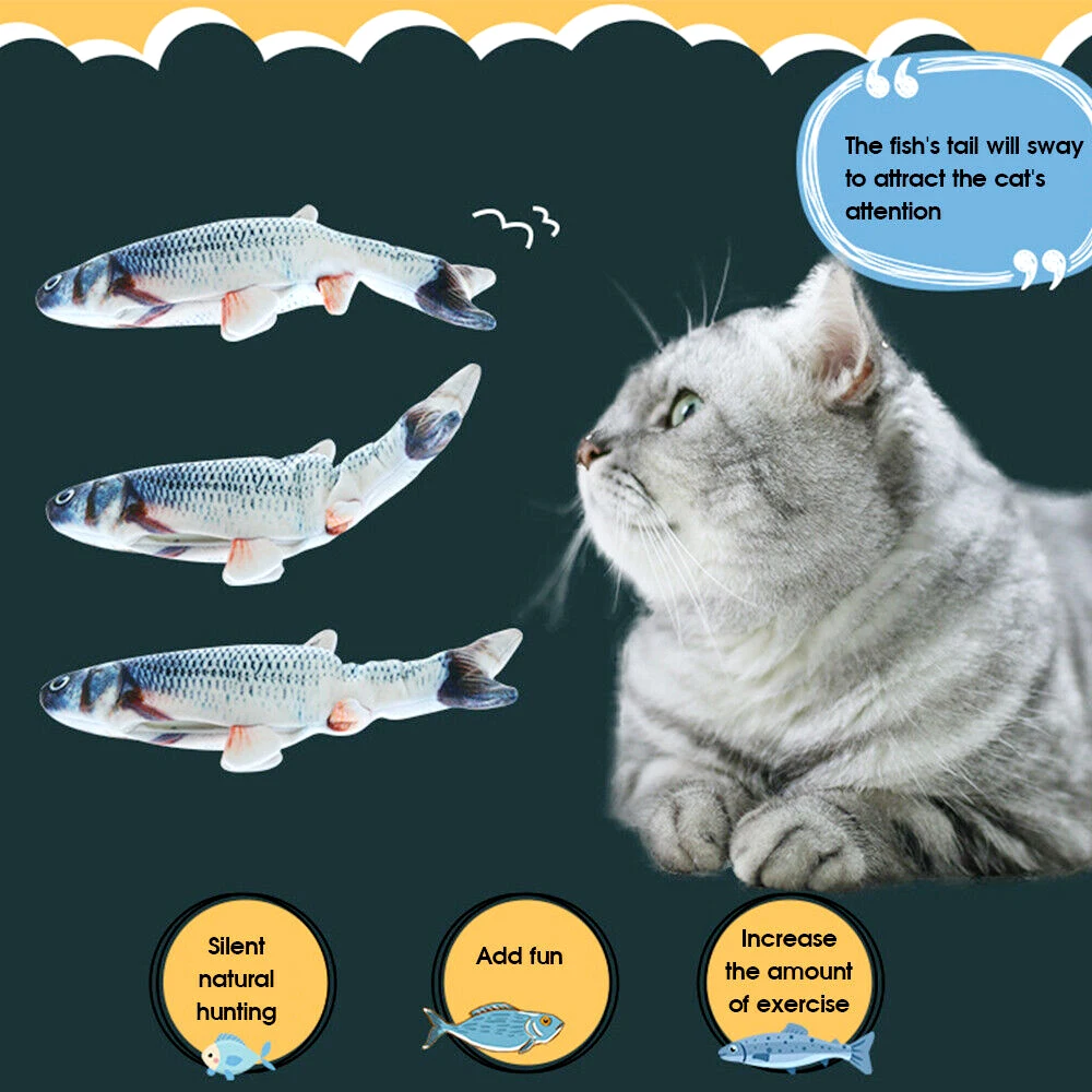 Christmas Electronic Cat Toy 3D Fish Electric Simulation Fish for Cats Pet Playing Toy Cat supplies juguetes Para gatos Pet Toys 3