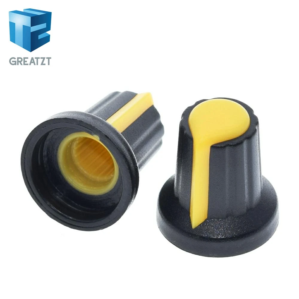 Potentiometer Knobs 25PCS/lot WH148 potentiometer knob cap(copper core) 15X17mm 6mm Shaft Hole AG2 Yellow Orange Blue White Red 5value*5PCS=25PCS