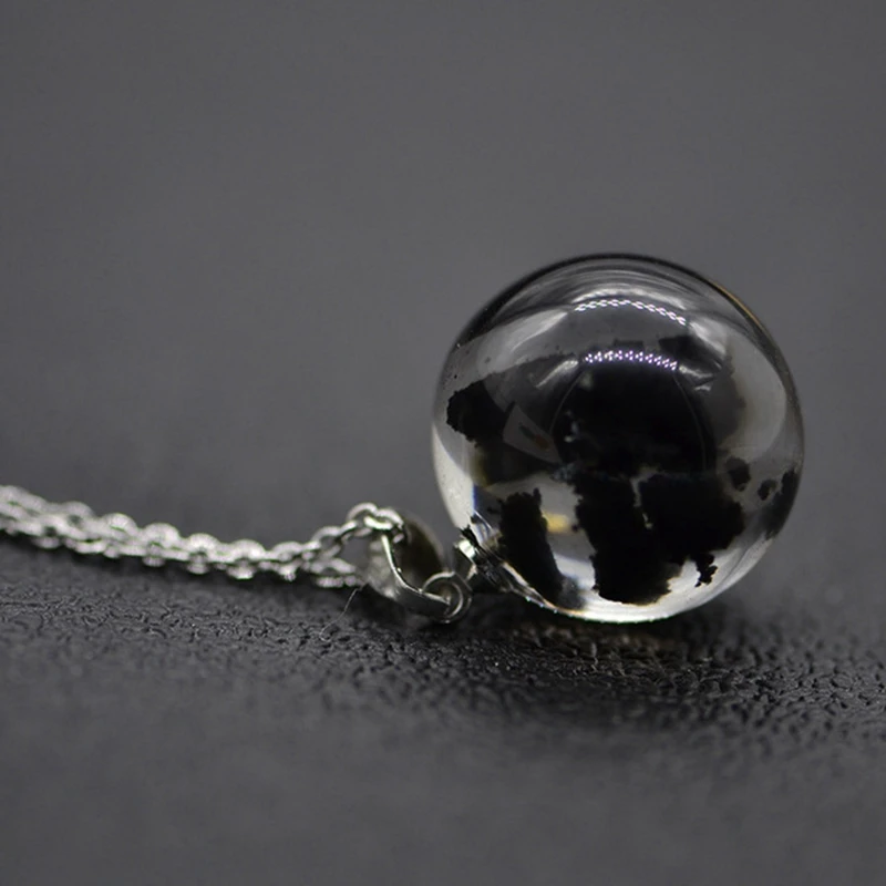 12 Gradient blue sky white clouds black bird transparent resin pendant necklace ladies creative handmade jewelry gift - Окраска металла: 12