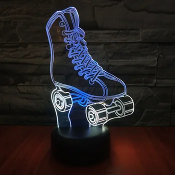 

Roller Shoes Mutil-colors LED 3D Night Light for Kids 3D Acrylic Light Decorative Desk Lamp LED for Children Bedside Bedroom