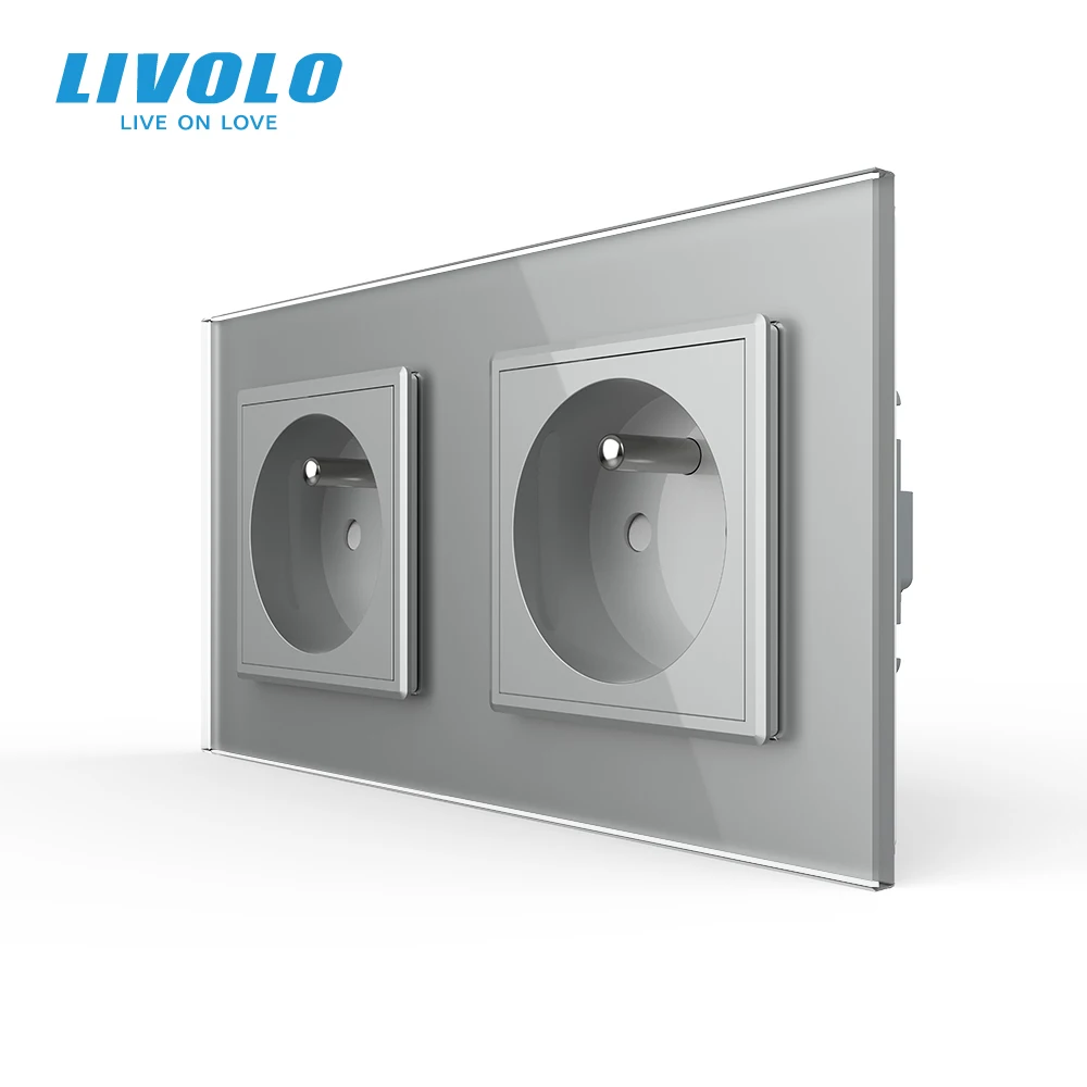 Настенная электрическая розетка LIVOLO 16 А двойная розетка/штепсельная вилка