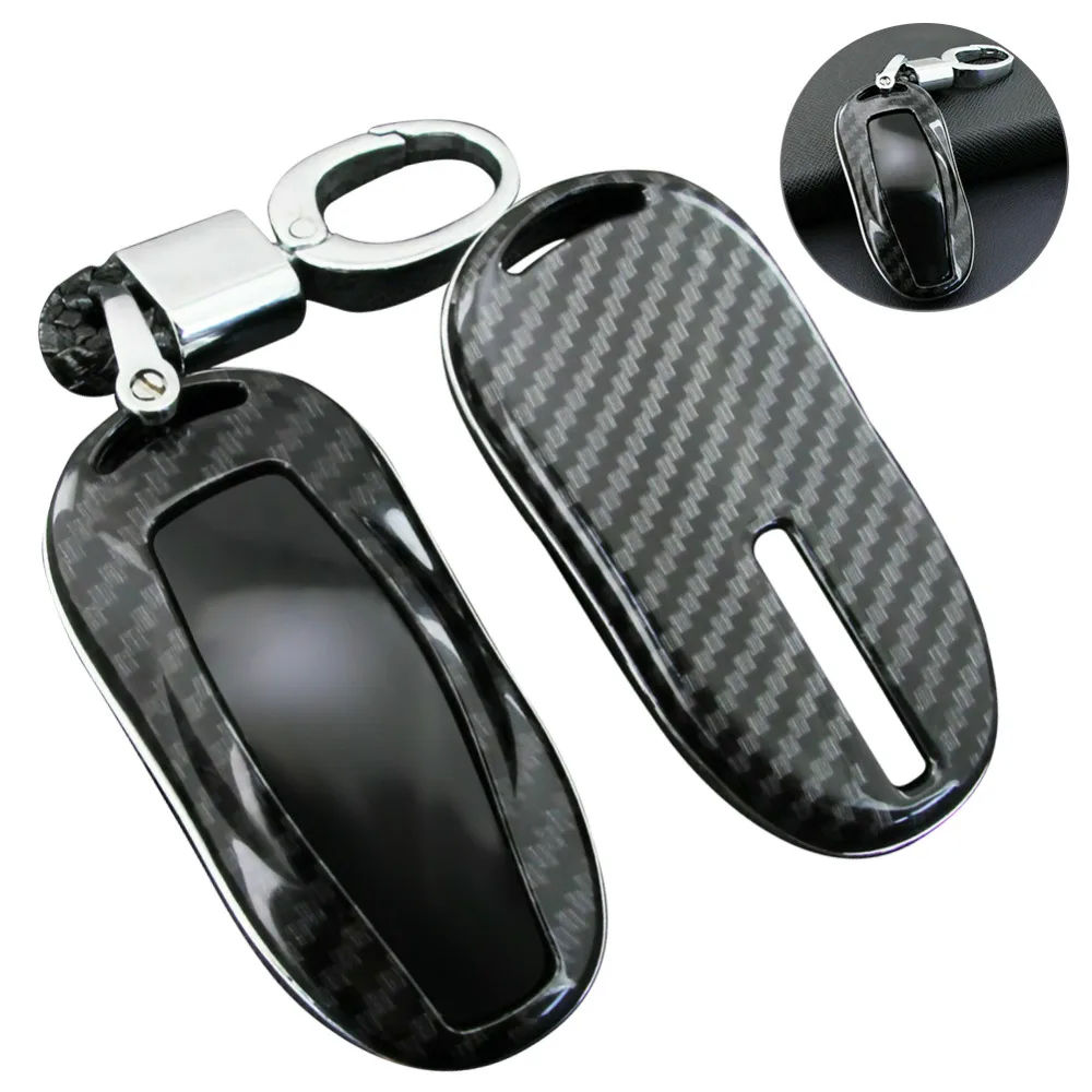 2019 Top Fashion 1pc Carbon Fiber Hard Car Key Cover Case Accessories For Tesla Model 3 Model S Wholesale Quick delivery CSV