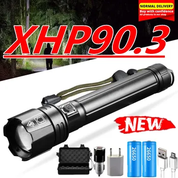 

New XHP90.3 The Most Powerful Usb Zoomable Led Flashlight Xhp70.2 Tactical Flash Light Torch by 26650 or 18650 battery for hunt