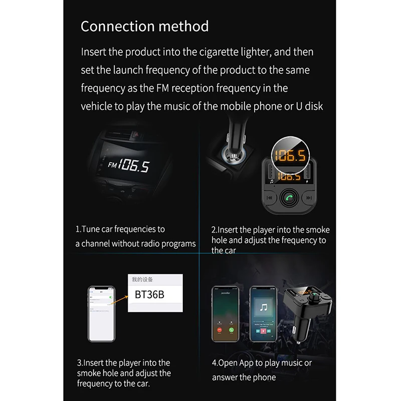 Стиль Bluetooth 5,1 Автомобильный Bluetooth плеер Автомобильный MP3-плеер функциональный Bluetooth получает музыку без потерь Автомобильный Bluetooth плеер