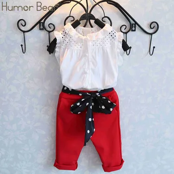 

Humor Bear Girls Clothes New Fashion Summer Petals Shirt Sleeveless T-Shirt +Pants 2Pcs Suits Kid Clothes Toddler Kids Clothes