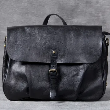 

Genuine Leather Men Bag Casual Business Man Shoulder Crossbody Bags Cowhide Large Capacity Top Layer Leather Travel Message Bag