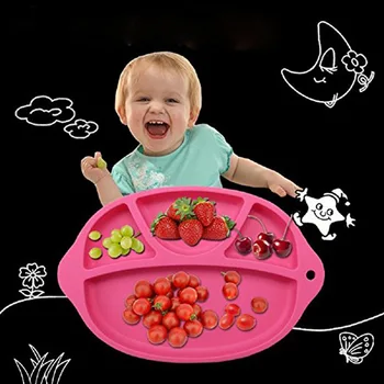 

Silicone Baby Dinner Plate Slip-resistant One Piece Silicone Baby Feeding Food Placemat Bowl Children Dishes Tableware