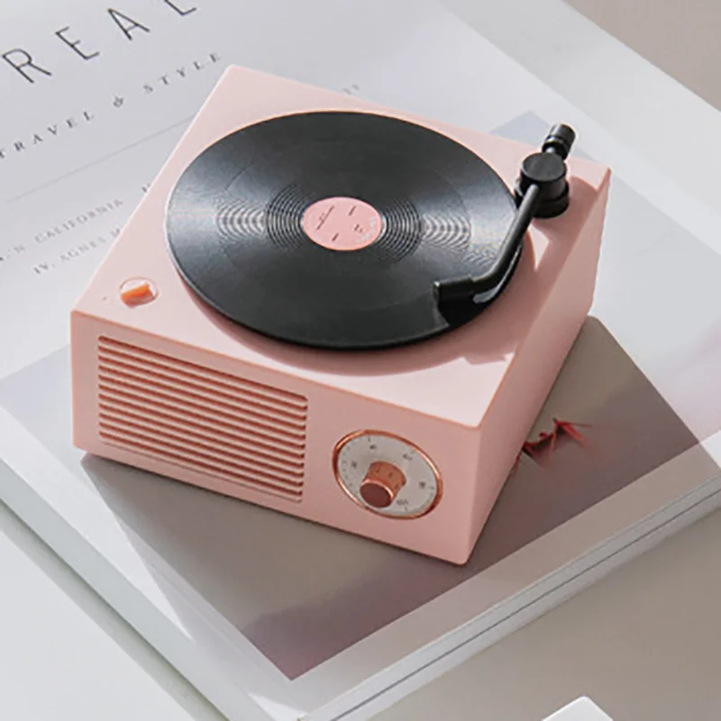 

Retro Atom Speaker Radio Recorder Vinyl Record Player Speaker Wireless Portable Mini Steel Cute Speaker