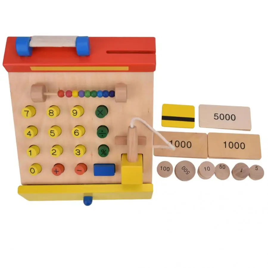 Детский деревянный детский кассовый аппарат для моделирования торгового стола, играющая игрушка с играми деньги для детей, ролевые игры в кассу