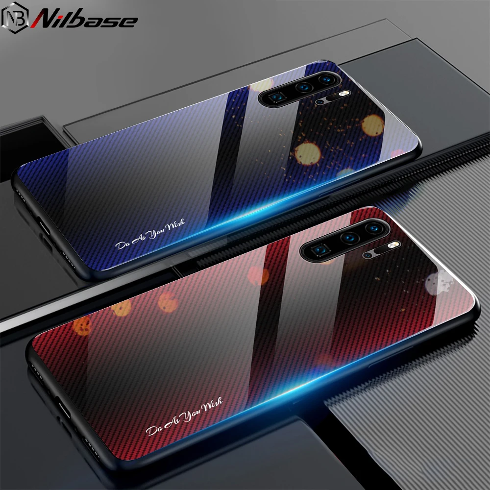 Gradient Tempered Glass Case For Huawei P40 Pro P30 P20 Lite Mate 20 30 P Smart Z 2019 Y6 Y7 Y9 Bumper Back Cover Capa | Мобильные