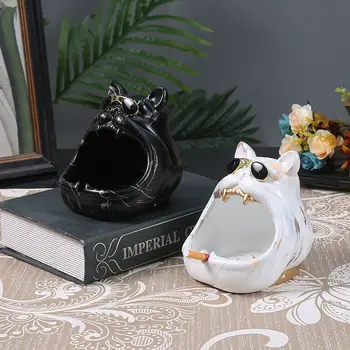 

JINSERTA Golden Toad Ashtray Windproof Cut Large Capacity Ash Holder for Car Home Office Desk Bar Decoration Accessories