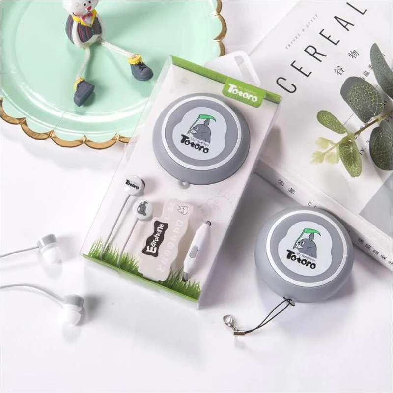 Милые наушники с рисунком Тоторо детские анималистическим микрофоном для