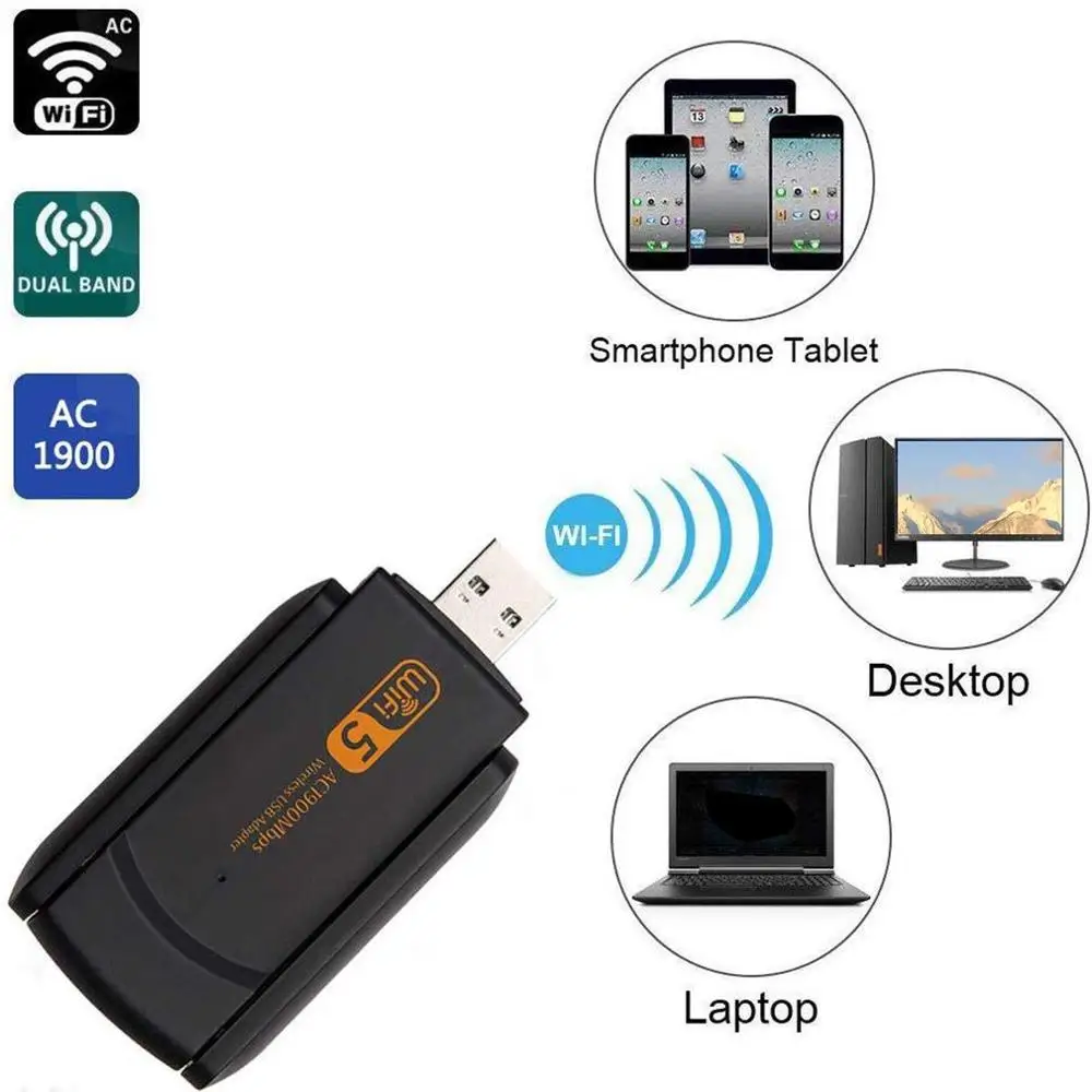 Usb3.0 Wifi адаптер 1900 Мбит/с двухдиапазонный 2 4 ГГц + 5 8 Wi Fi ключ компьютер 802.11Ac сетевая