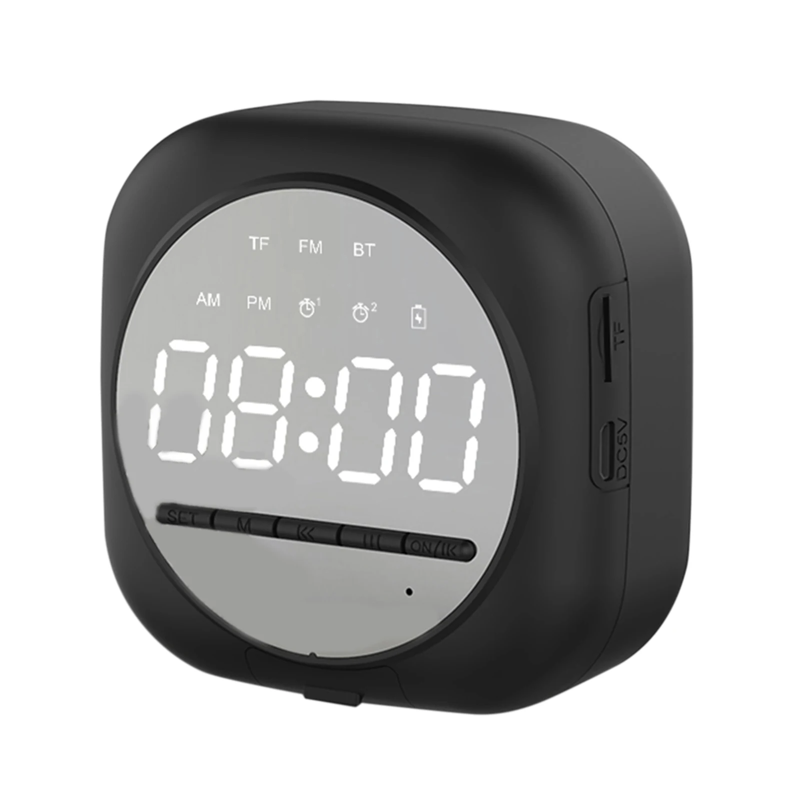Wireless Bluetooth Speaker Mirror Alarm Clock Sound Box Desktop
