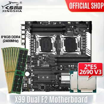 شراءX99 المزدوج F2 اللوحة كومبو مع إنتل سيون E5 2696 V4 المعالجات * 2 و 8*16GB DDR4 2400Mhz ECC Reg مجموعة الذاكرة NVME USB 3.0