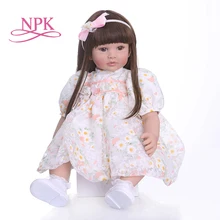 60 см младенец получивший новую жизнь девочка кукла красивая принцесса с длинным каштановые волосы куклы игрушки Рождественский подарок высокое качество коллекционные куклы