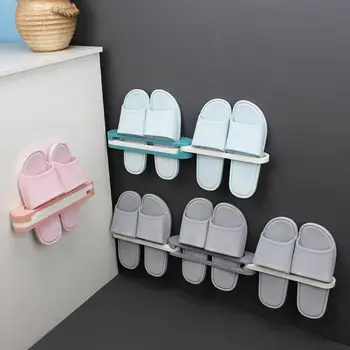 

Slipper Rack Wall Hanging Bathroom Free Punched Wall Storage Rack Bathroom Useful Product Door Hanging Toilet Folding Racks