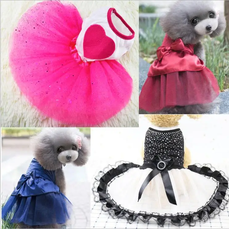 

Summer Pet Dog Clothes Dog Dress Rhinestone princess Dress mesh Dress Sweet Pet Clothes for VIP Teddy puppy Dogs