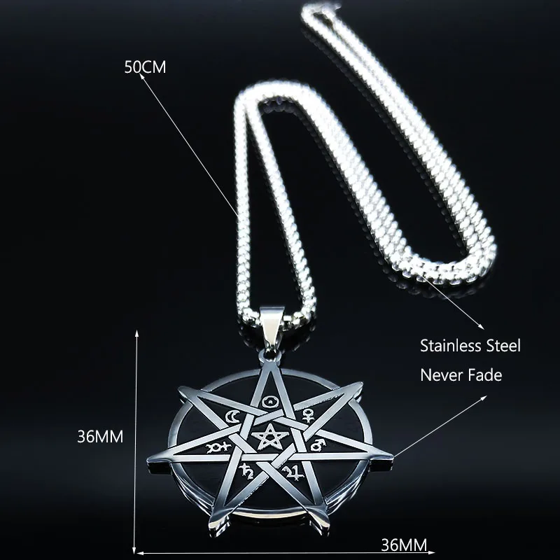 Модное ожерелье из нержавеющей стали с семиконечными звездами и колдовством, женское массивное ожерелье, ювелирные изделия cadenas mujer N19363