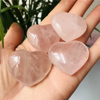 

4pcs Rose Quartz Heart Shape Decoration Natural Stone Reiki Healing Crystal Chakra Carved Feng Shui Crafts Valentine's Gifts