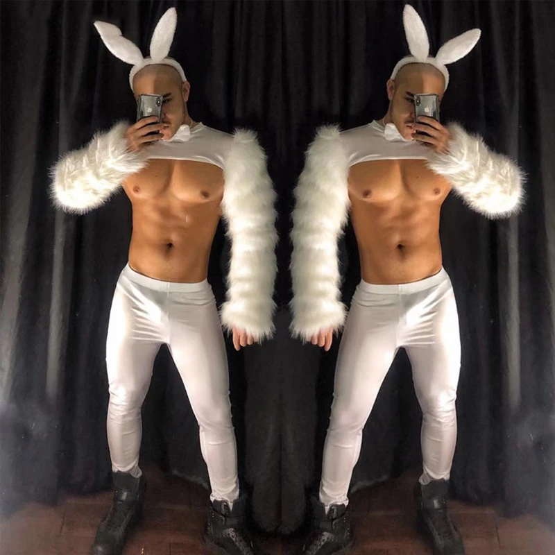 mens latin wear Sexy White Christmas Costume Suit Nightclub Bar Men And Women Ds Party Theme Cosplay Rave Outfit Pole Dance Stage Wear XS2476 male tango outfit