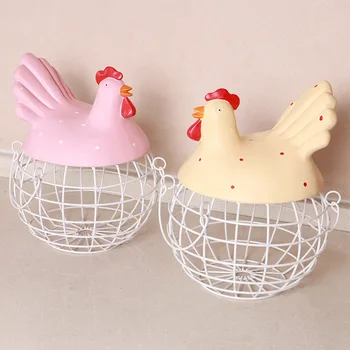 

American Country Wrought Iron Decoration Egg Cage Fruit Basket Storage Basket Simple Kitchen Iron Woven Basket Egg Rack