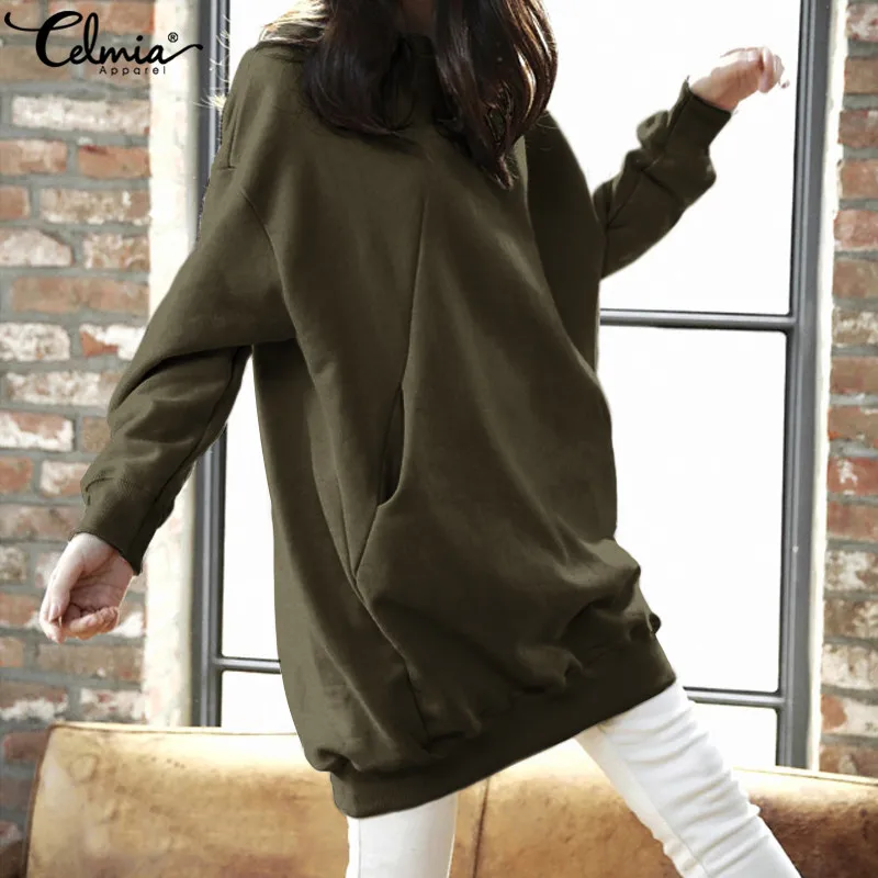  Women Fashion Long Sleeve Hoodies Sweatshirts 2019 Celmia Autumn Winter Long Pullovers Top Casual L