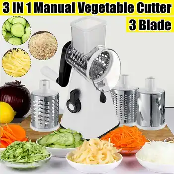 

Vegetable Cutter Round Slicer Potato Carrot Grater Slicer with 3 Stainless Steel Chopper Blades Kitchen Tool Kit