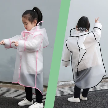 

Child Portable Reusable Poncho Waterproof Rain Gear EVA Hooded Transparent Baby Boys Girls RainweaChildren's Raincoat