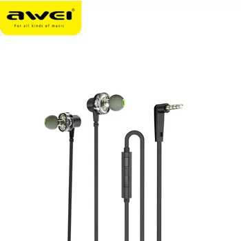 

AWEI Z1 Wired Earphone Dual Driver Headset Sport Bass Sound Earphones With Mic For Xiaomi Huawei Oneplus MP3 3.5mm Jack Earbuds