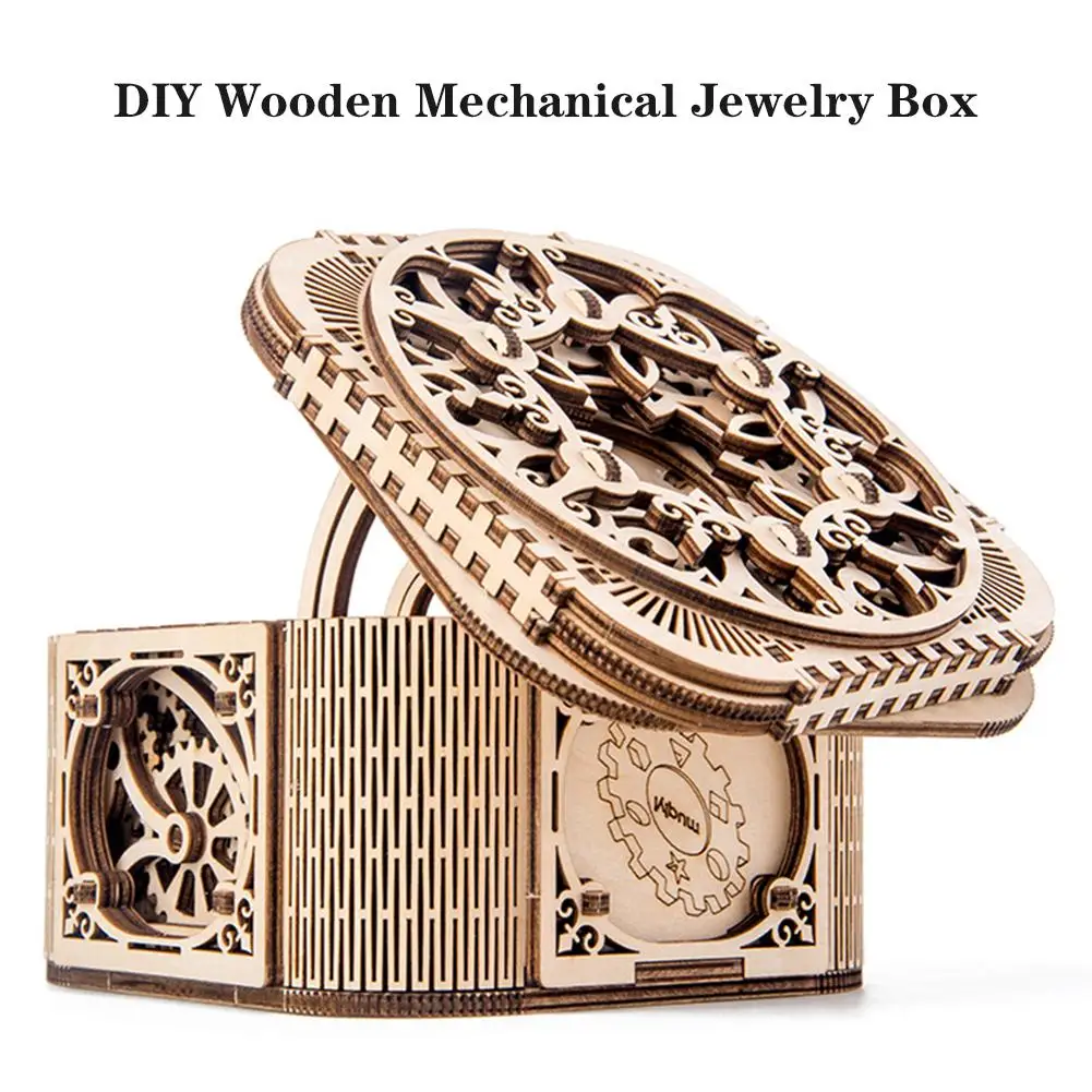 

Mechanical Models 3D Wooden Puzzle Mechanical Treasure Box DIY Wooden Mechanical Jewelry Box Gift Toys