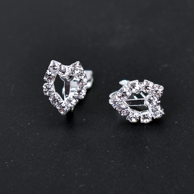 Color Crystal Flower Heart Clip Earrings Without Piercing Floral Jewelry Non Pierced Earcuffs For Women Klipsy Na Uszy