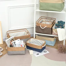 Folding Storage Basket with No Cover Cotton and Linen Storage Box Canvas Clothes Sorting Box Toy Storage Box Sundries Basket