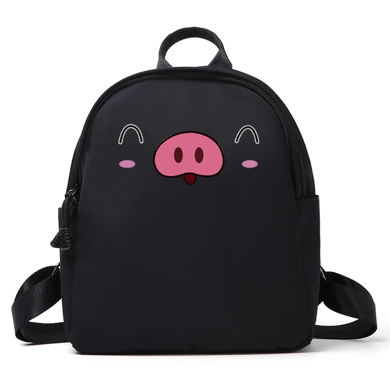 

2019 New Stylish Kawaii Happy Pig Preppy Women's Fashion Backpack Ipad Bag Simple Candy Color Oxford Waterproof Small School Bag