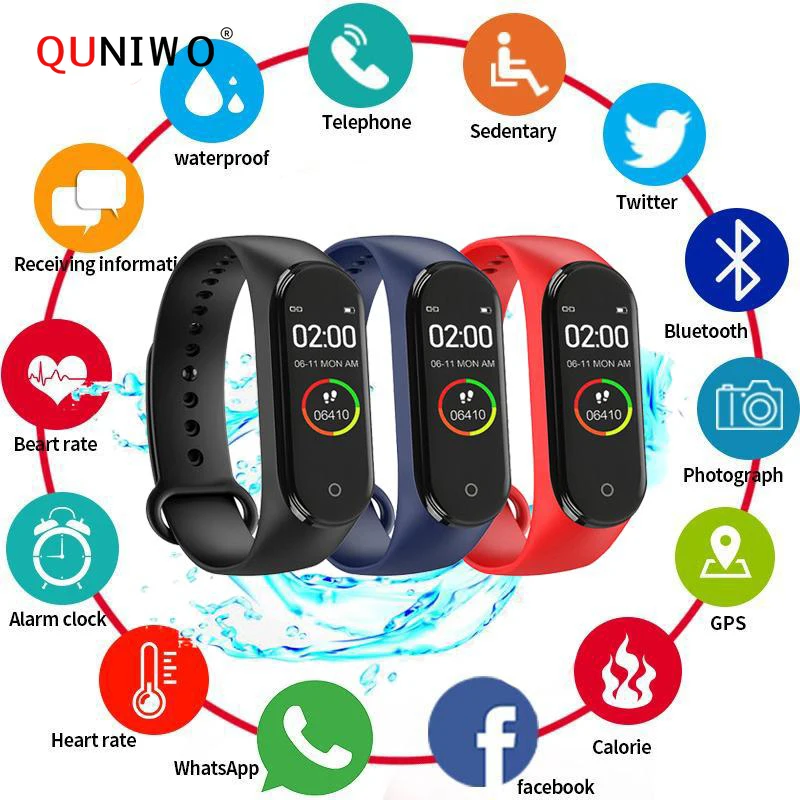 

Smart Band Fitness Trcker M4 Sport Bracelet Pedometer Heart Rate Blood Pressure Bluetooth Health Wirstband Waterproof Smartband