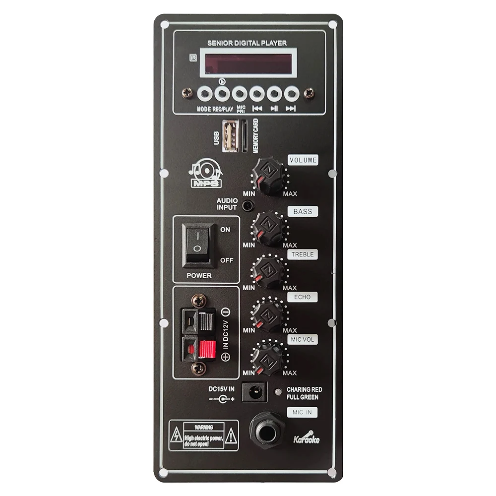 

12V/15V Amplifier Board Square Dance Speaker Amplifier Support Bluetooth AUX TF-Card U-Disk Recording 6-12Inch Speaker 80W