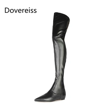 

Dovereiss Fashion Ladies boots Winter new flats sexy Zipper Pointed Toe Elegant Back zipper Over the knee boots 35-45