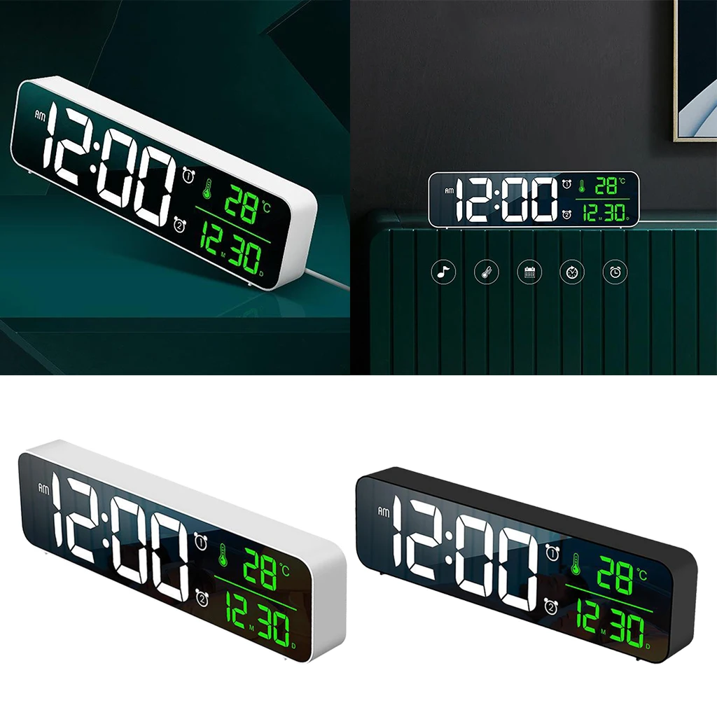 Large Screen Alarm Clock Temperature & Date Calendar AM/PM Bedside Clock 5 Levels Brightness Bedroom Decors Gift for Friends Large Screen Alarm Clock Temperature & Date Calendar AM/PM Bedside Clock 5 Levels Brightness Bedroom Decors Gift for Friends