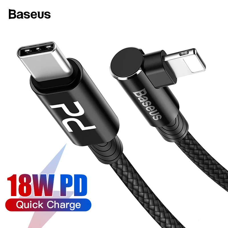 Baseus 18 Вт PD usb type C для Lightning Кабель для iPhone 11 Pro Max XS Max XR X 8 Plus Быстрая зарядка зарядное устройство USB кабель Шнур