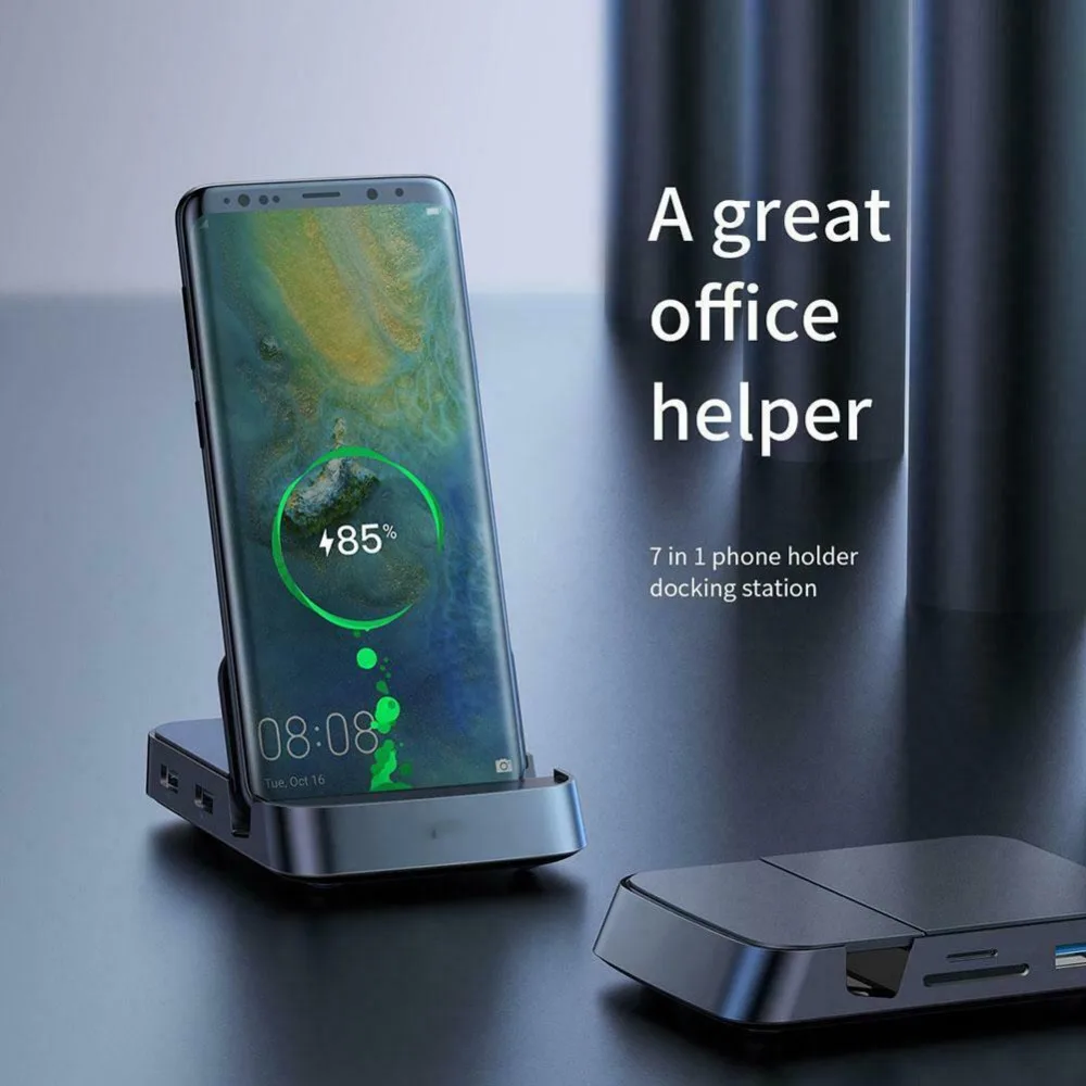 7 in 1 Type C HUB Docking Station Phone Stand USB C to HDMI Adapter Kit USB Charger For HUAWEI Xiaomi Samsung LG Mobile Phone_Chargers_Consumer Electronics - AliExpress