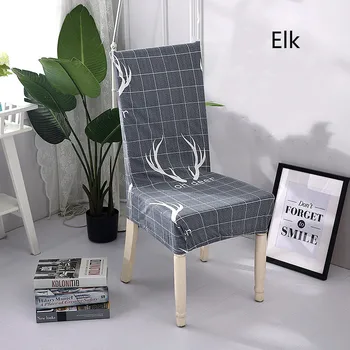

5 Styles Chair Cover Elk Rubik's Cube Household Modern Simple Stretch Dining Tables Chairs Backrest Small Seat Cover Set