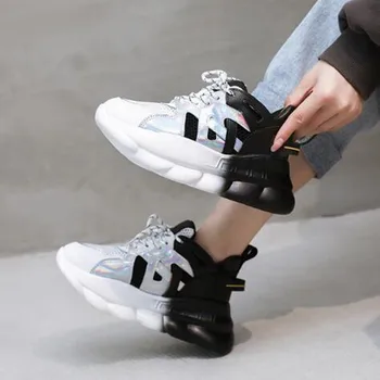 

Women Brand Platform Sneakers Ulzzang Fashion Green Lace Up Vulcanized Sport Shoes Woman Casual Old Dad Shoes for Women Sneakers