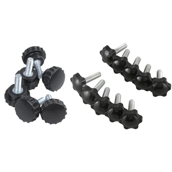 

10Pcs M8X30Mmx32Mm Male Thread Hex Shaped Head Clamping Screw Knob & 6Pcs M4X10 Threaded Knurled Thumbscrew Grip Knobs Thumb Scr
