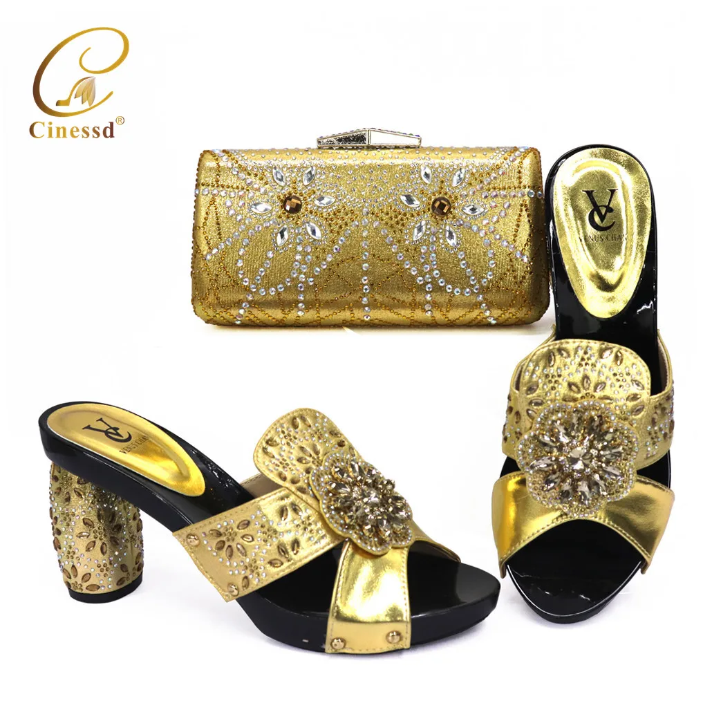 Новейший комплект из обуви и сумки с украшена Стразы в африканском стиле