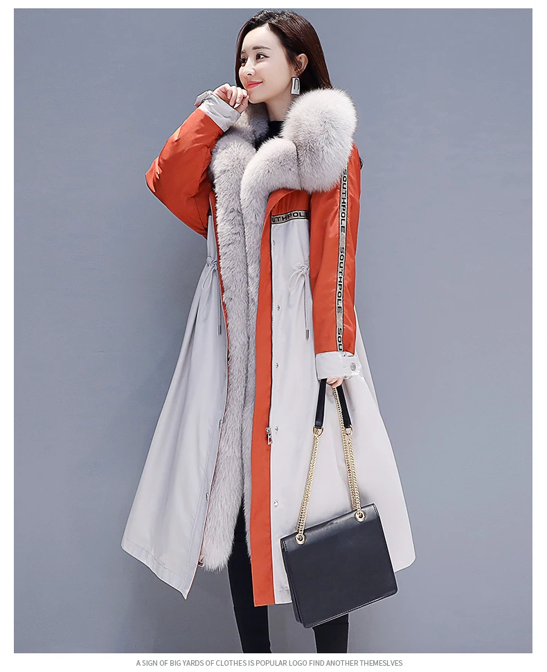 SHENGPALAE Новая модная зимняя длинная куртка с капюшоном Мех меховой воротник съемная подкладка парки Свободная Повседневная демисезонная куртка для женщин FT993