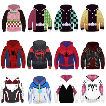 

17 Styles Children's 3D Hoodies Spider Boy Cosplay Costume Kimetsu No Yaiba Demon Slayer Cosplay Anime Hoodie